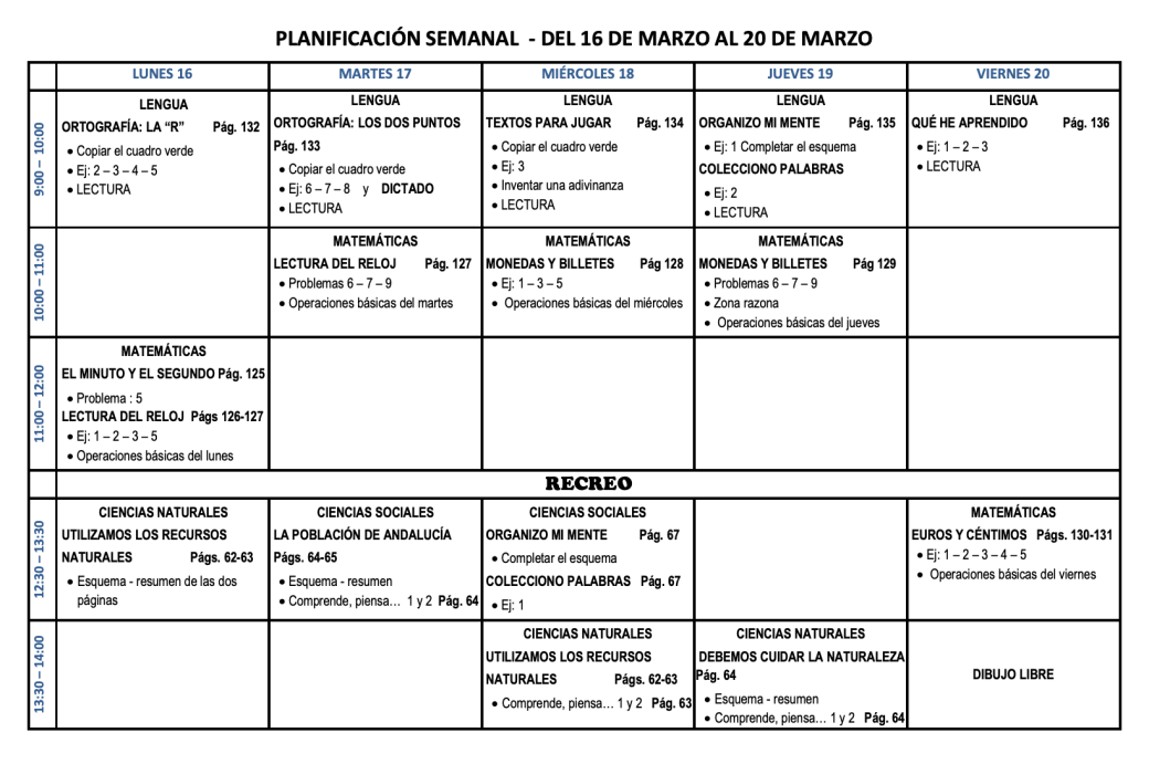 PROGRAMACIÓN 1º SEMANA